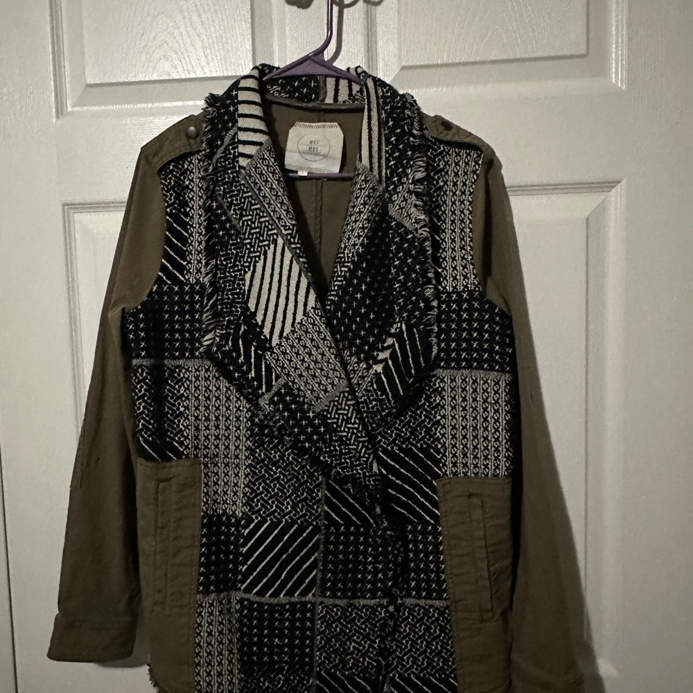 Hei Hei Olive, Black and White Patterned Jacket